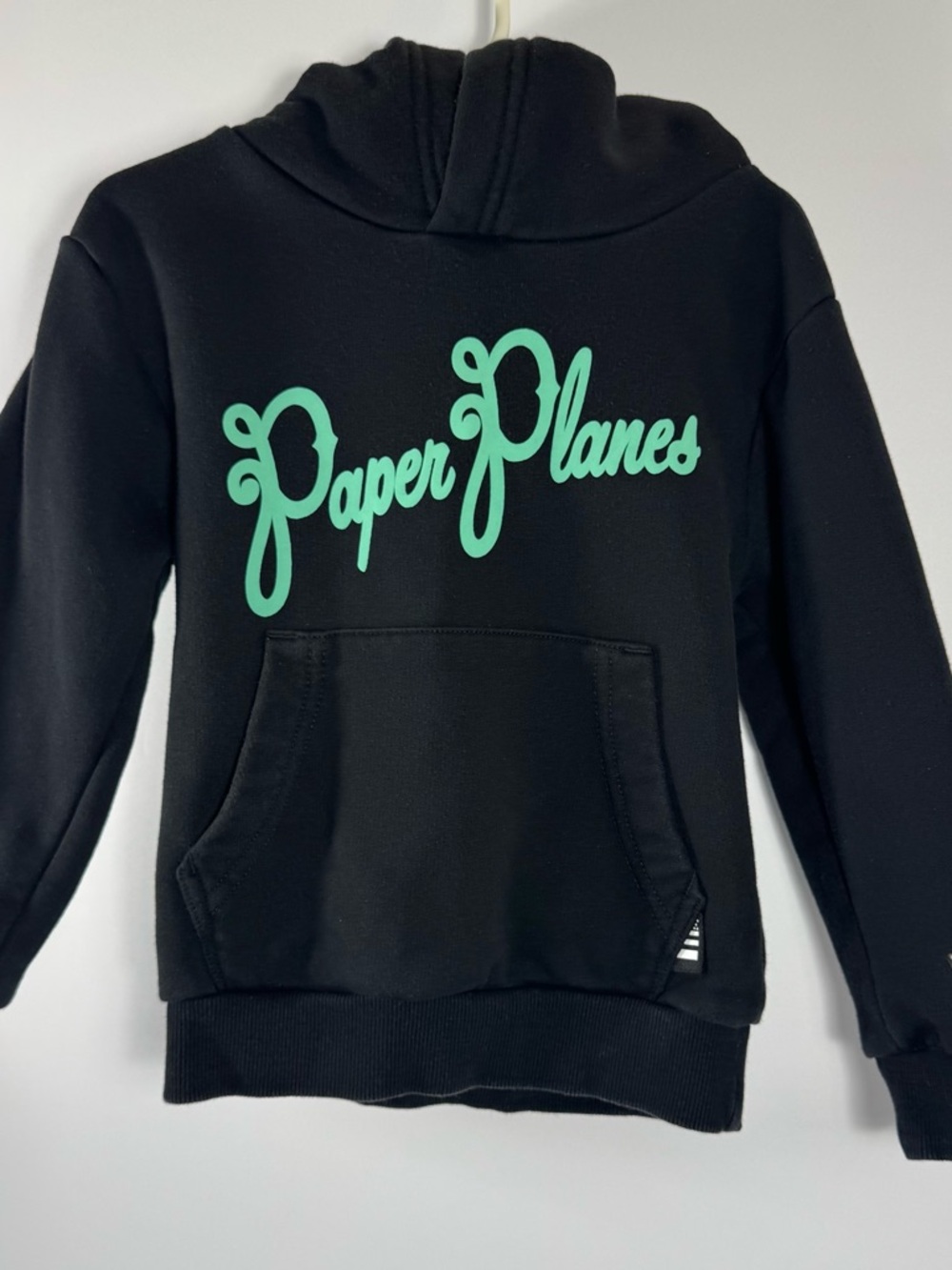 Kids Black Hoodie with Mint Script Logo